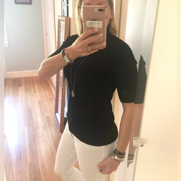 Ellen Tracy Downtown Glam Black Mock Turtleneck - Picture 2 of 9